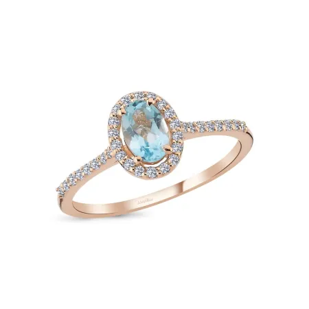 0.78 Karat Pırlantalı Blue Topaz Yüzük