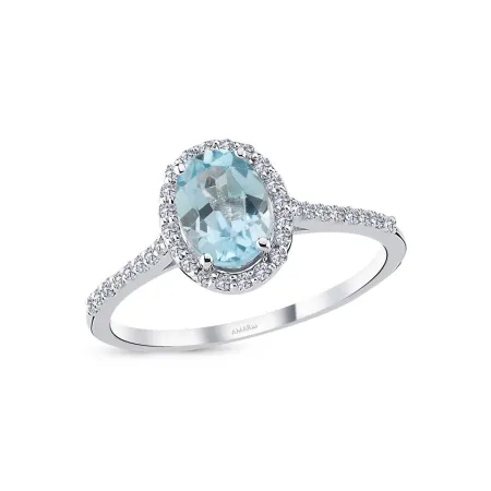 1.37 Karat Pırlantalı Blue Topaz Yüzük